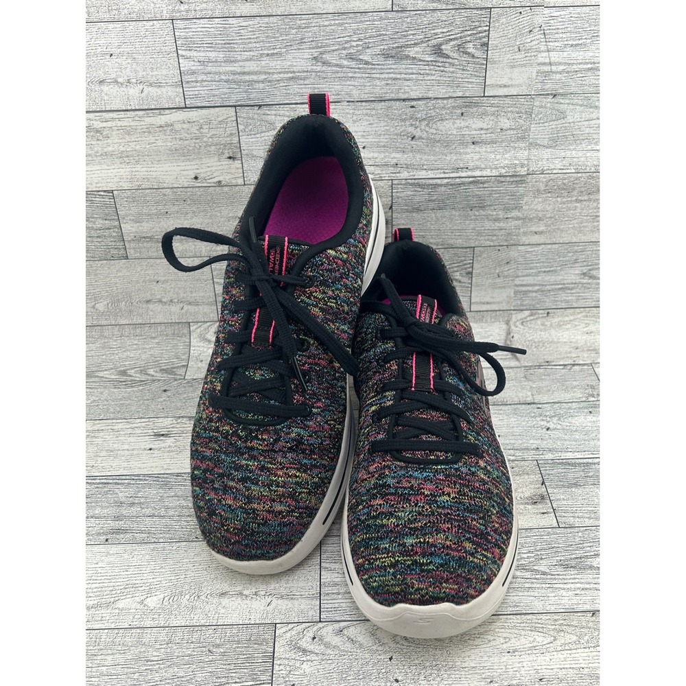 Skechers GoWalk Arch Fit Women Sz 9 Black Multi Color Knit Sneakers 124410 BKMT